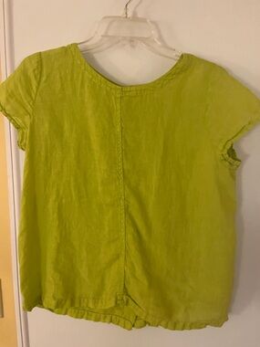 C&C California Lime Green Short Sleeve Linen Blend Blouse